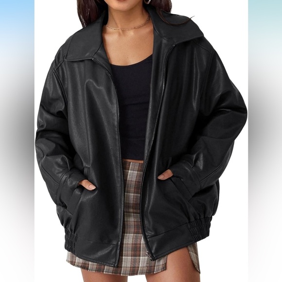 Jackets & Blazers - Women’s Oversized Faux Leather Jacket
